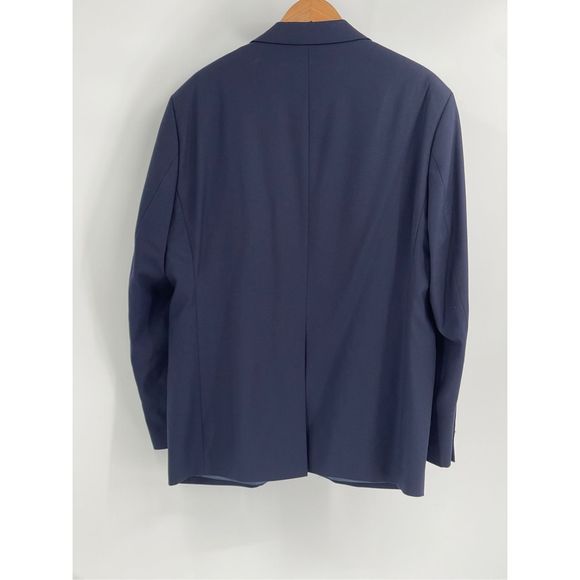Lands End Blazer Sport Coat Suit Jacket Men Size 44 Blue Gold Button Wool - Picture 2 of 11